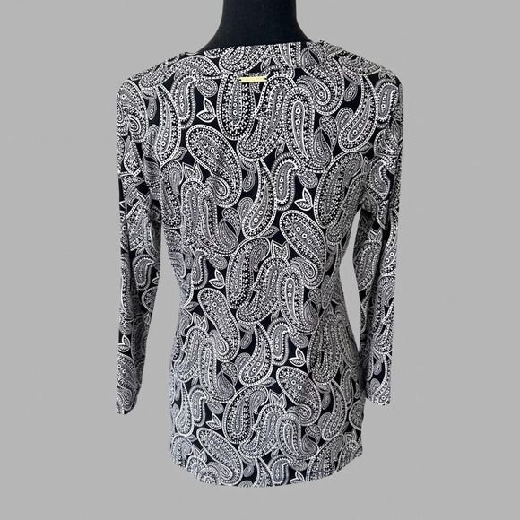 Michael Kors Paisley Print Stretch Jersey  Blouse - Picture 3 of 13